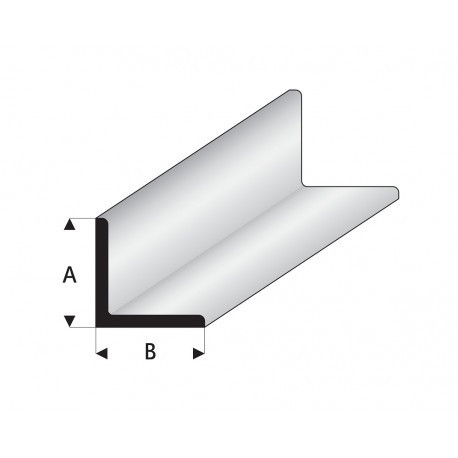 Perfíl en " L " de Estireno Blanco, A: 8 mm, B: 8 mm, L: 330 mm. Marca Maquett. Ref: 416-61/3.