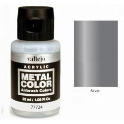 Acrilico Metal color, Plata. Bote 32 ml. Marca Vallejo. Ref: 77724.
