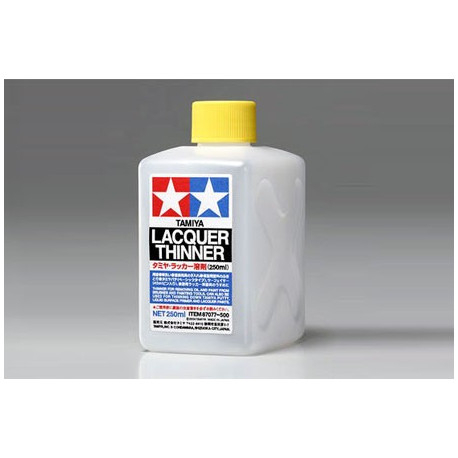 Lacquer Thinner, Disolvente universal. Bote 250 ml. Marca Tamiya. Ref: 87077.