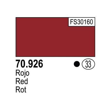 Acrilico Model Color, Rojo , ( 033 ). Bote 17 ml. Marca Vallejo. Ref: 70.926.