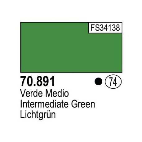 Acrilico Model Color, Verde medio, ( 074 ). Bote 17 ml. Marca Vallejo. Ref: 70.891.