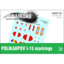 Calcomanías de distintivos de Polikarpov I-15. Escala 1:144. Marca Minairons miniatures. Ref: 10GEC101.