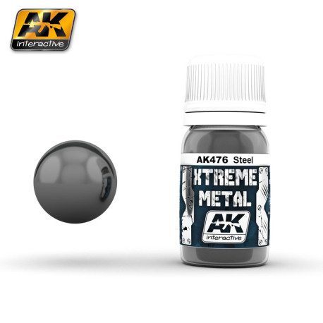 Xtreme Metal, steel. Contiene 35 ml. Marca AK Interactive. Ref: AK476.