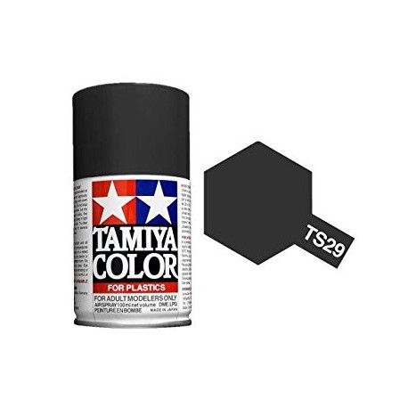 Spray Semi Gloss Black, negro satinado (85029). Bote 100 ml. Marca Tamiya. Ref: TS-29.