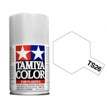 Spray pure white, Blanco puro (85026). Bote 100 ml. Marca Tamiya. Ref: TS-26.