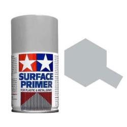 Spray Surface Primer grey. Para plástico y metal. Bote 100 ml. Marca Tamiya. Ref: 87026.
