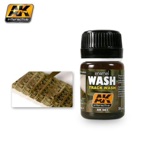 Lavado para cadenas de tanques, Wash Track tanks. Bote de 35 ml. Marca AK Interactive. Ref: AK083.