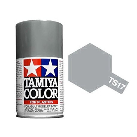 Spray gloss aluminum, aluminio brillante, 85017. Bote 100 ml. Marca Tamiya. Ref: TS-17.