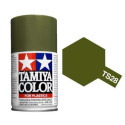 Spray oliva verde, olive drab 2, 85028. Bote 100 ml. Marca Tamiya. Ref: TS-28.
