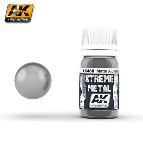 Xtreme Metal, Aluminio mate. Contiene 35 ml. Marca AK Interactive. Ref: AK488.