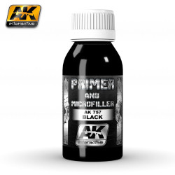 Primer and microfiller, black. Contiene 100 ml. Marca AK Interactive. Ref: AK757.
