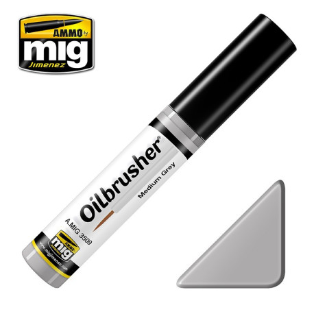 Oilbrusher: Oleo gris medio, medium grey. Marca Ammo of Mig Jimenez. Ref: AMIG3509.