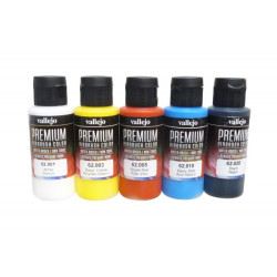 Set Premium RC-Color, opacos básicos 5 colores. Bote 60 ml. Marca Vallejo. Ref: 62101.