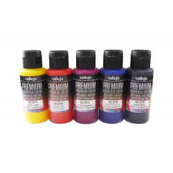 Set Premium RC-Color, transparentes - Candy color.  5 colores. Bote 60 ml. Marca Vallejo. Ref: 62104.