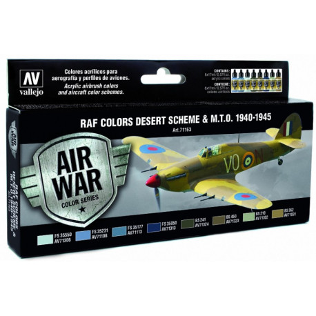 Model Air RAF Colors Desert Scheme & M.T.O. 1940-1945. 8 Colores. Bote 17 ml. Marca Vallejo. Ref: 71163.