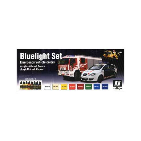 Set Model air Bluelight. 8 Colores. Bote 17 ml. Marca Vallejo. Ref: 71154.