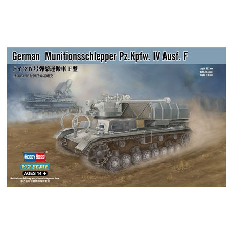 Alemán Munitionsschlepper Pz.Kpfw.IV Ausf.F. Escala 1:72. Marca Hobby Boss. Ref: 82908.
