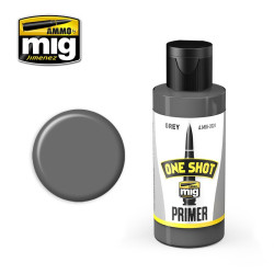 One shot primer, gris. Bote 60 ml. Marca Ammo of Mig Jimenez. Ref: AMIG2024.