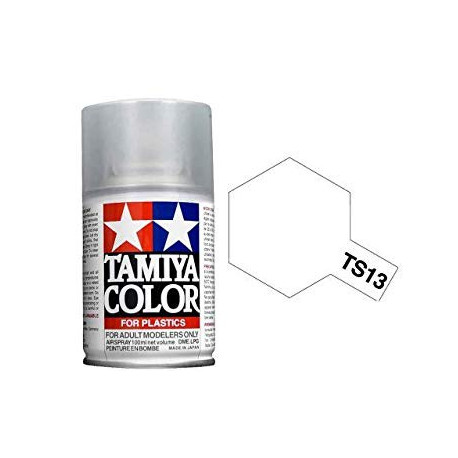 Spray glossy clear, Barniz brillante (85013). Bote 100 ml. Marca Tamiya. Ref: TS-13.