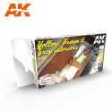 Set Acrílicos para vehículos, Yellow, brown and grey interiors. Marca Ak-Interactive. Ref: AK9020.