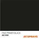 Imprimación fina negra en spray. Cantidad 400 ml. Marca AK Interactive. Ref: AK1009.