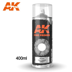 Imprimación fina gris en spray. Cantidad 400 ml. Marca AK Interactive. Ref: AK1010.