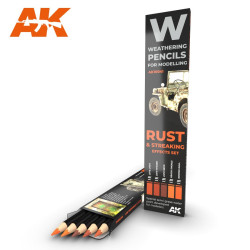 Set Rust & Streaking. Weathering pencils 4 colores. Marca AK Interactive. Ref: AK10041.