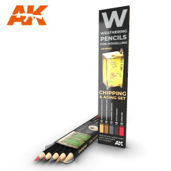 Set CHIPPING & Aging, Weathering pencils 5 colores. Marca AK Interactive. Ref: AK10042.