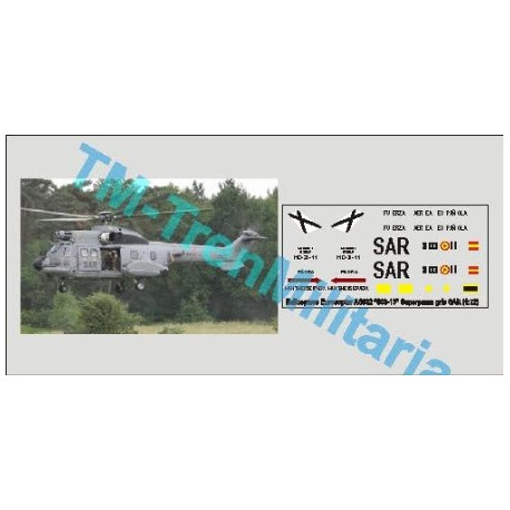 Calcas del helicóptero Eurocopter AS332 "803-11", superpuma. Gris SAR. Escala 1:72. Marca Trenmilitaria. Ref: 000_4875.
