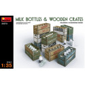 MILK BOTTLES & WOODEN CRATES. Escala 1:35. Marca Miniart. Ref: 35573.