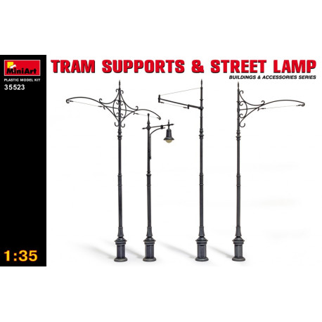 TRAM SUPPORTS & STREET LAMP. Escala 1:35. Marca Miniart. Ref: 35523..