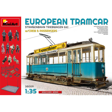 Tranvía con pasajeros, EUROPEAN TRAMCAR /CREW & PASSENGERS. Escala 1:35. Marca Miniart. Ref: 38009.