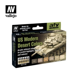 Set Model air, US Modern Desert Colors. 6 Colores. Bote 17 ml. Marca Vallejo. Ref: 71209.