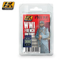Set de colores, WWI French Uniforms. Marca AK Interactive. Ref: AK3100.