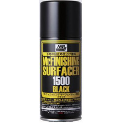 Mr. Finishing surfacer 1500 black spray. Bote 170 ml. Marca MR.Hobby. Ref: B526.