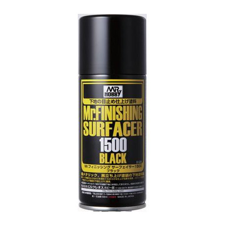 Mr. Finishing surfacer 1500 black spray. Bote 170 ml. Marca MR.Hobby. Ref: B526.