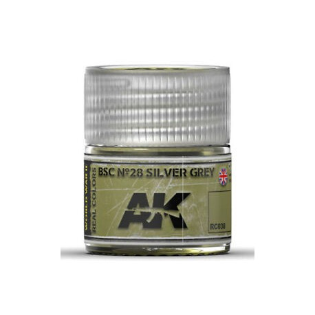 RC WWII, BSC Nº28 Silver grey. Cantidad 10 ml. Marca AK Interactive. Ref: RC038.