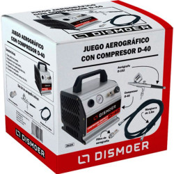 Juego Aerográfico Dismoer con Compresor Compacto con regulador D-40. Marca Dismoer. Ref: 26104.