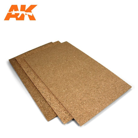 Plancha de corcho de grano fino. 200x300 y 1-2-3mm. Marca AK Interactive. Ref: AK8049.