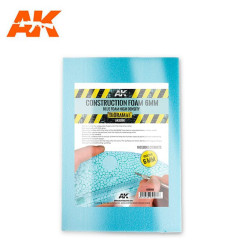 Espuma azul de construcción, 6 mm de alta densidad 195x295 mm. 2 hojas. Marca AK Interactive. Ref: AK8096.