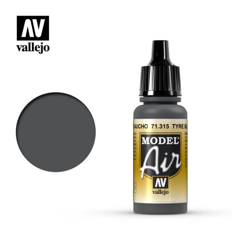 Acrilico Model air, negro caucho. Bote 17 ml. Marca Vallejo. Ref: 71.315.