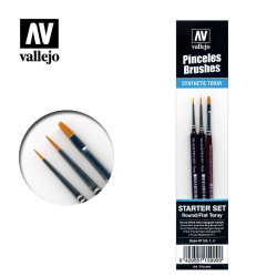 Set de pinceles toray, sable y planos. Nº 3/0, 1, 4. Mango triángular. Marca Vallejo. Ref: P15.999.