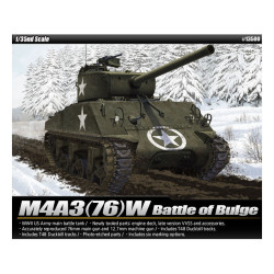 Tanque U.S. M4A3 (76)W SHERMAN. Batalla de las Ardenas. Escala 1:35. Marca Academy. Ref: 13500.