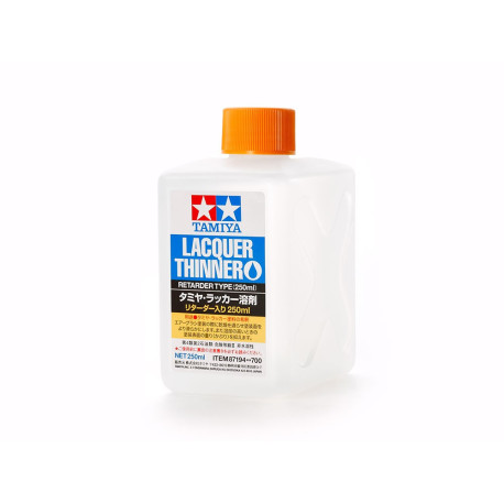 Lacquer Thinner retarder, Disolvente con retardante. Bote 250 ml. Marca Tamiya. Ref: 87194.