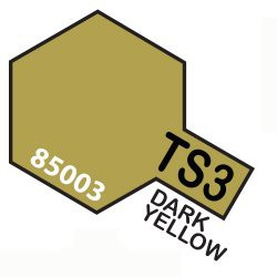 Spray amarillo oscuro mate, dark yellow (85003). Bote 100 ml. Marca Tamiya. Ref: TS-3, TS-03, TS3, TS03.