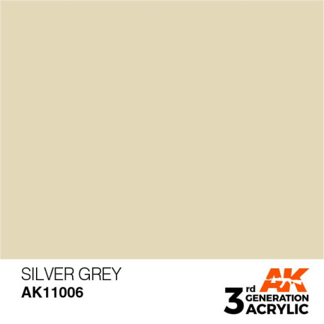 Acrílicos de 3rd Generación, SILVER GREY – STANDARD. Bote 17 ml. Marca Ak-Interactive. Ref: Ak11006.