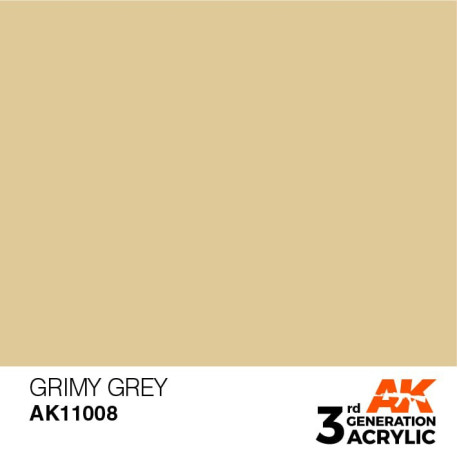 Acrílicos de 3rd Generación, GRIM GREY – STANDARD. Bote 17 ml. Marca Ak-Interactive. Ref: Ak11008.