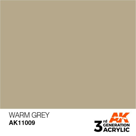Acrílicos de 3rd Generación, WARM GREY – STANDARD. Bote 17 ml. Marca Ak-Interactive. Ref: Ak11009.