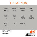 Acrílicos de 3rd Generación, SKY GREY – STANDARD. Bote 17 ml. Marca Ak-Interactive. Ref: Ak11012.