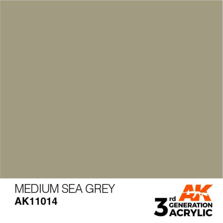 Acrílicos de 3rd Generación, MEDIUM SEA GREY – STANDARD. Bote 17 ml. Marca Ak-Interactive. Ref: Ak11014.